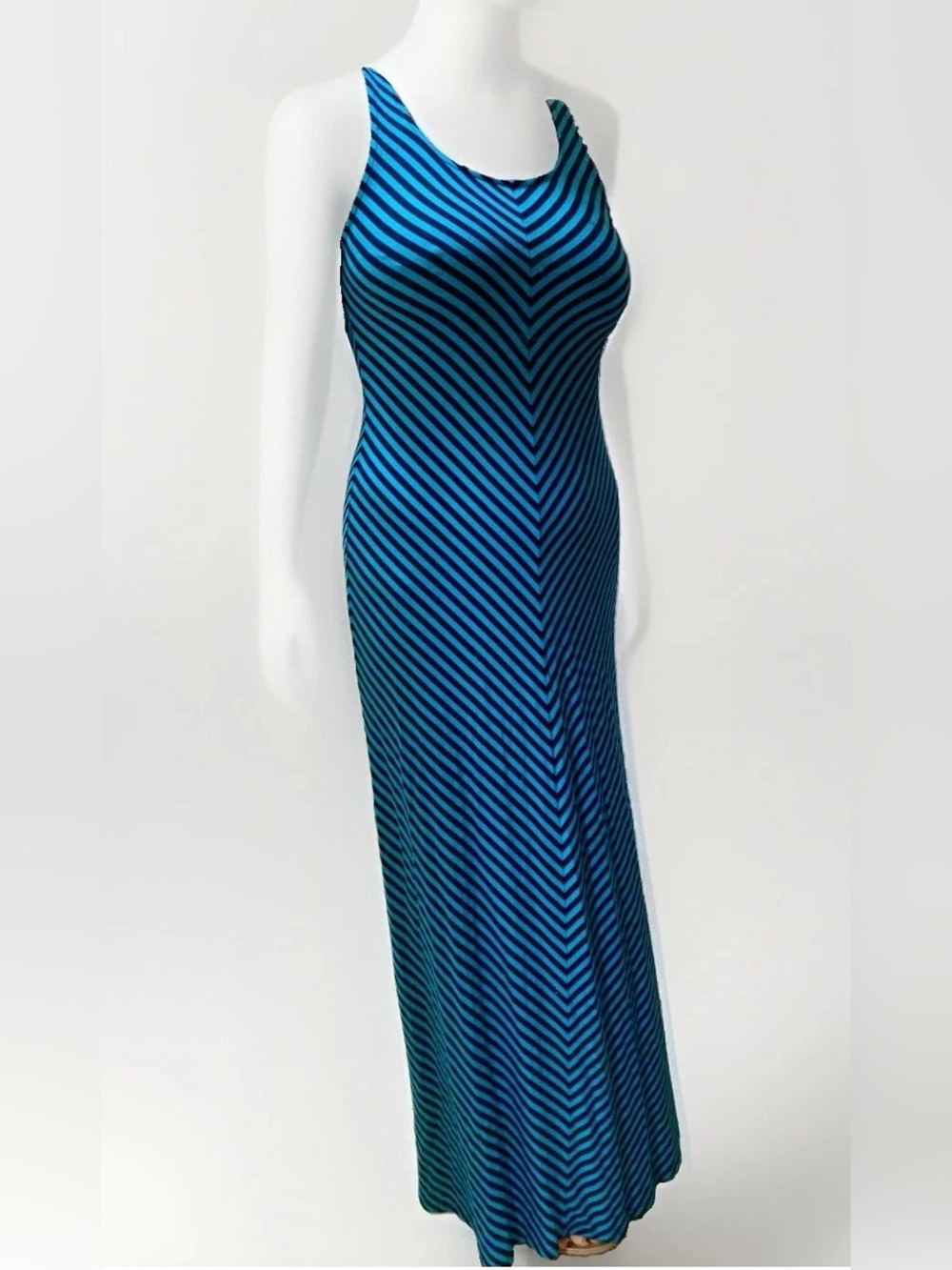 Marci Women’s Stretch Maxi Striped Dress Blue Small